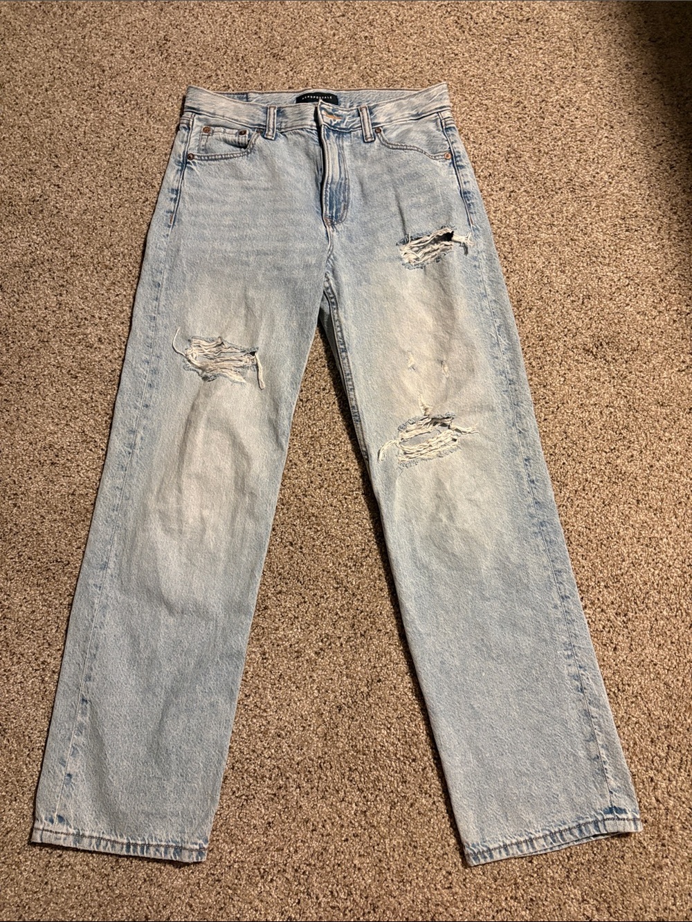 Aeropostale Light Blue Ripped Straight Jeans